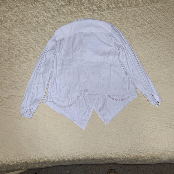 Anthropologie Linen Open Front asymmetrical jacket size L - Picture 11 of 13